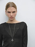 Linen blend cutwork sweater