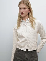 Cardigan en maille tressée 100 % coton