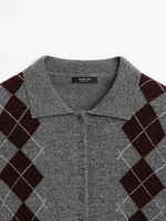 Short diamond polo collar cardigan