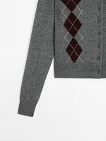 Short diamond polo collar cardigan