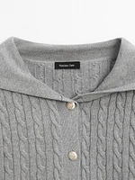 100% cotton cable-knit cardigan