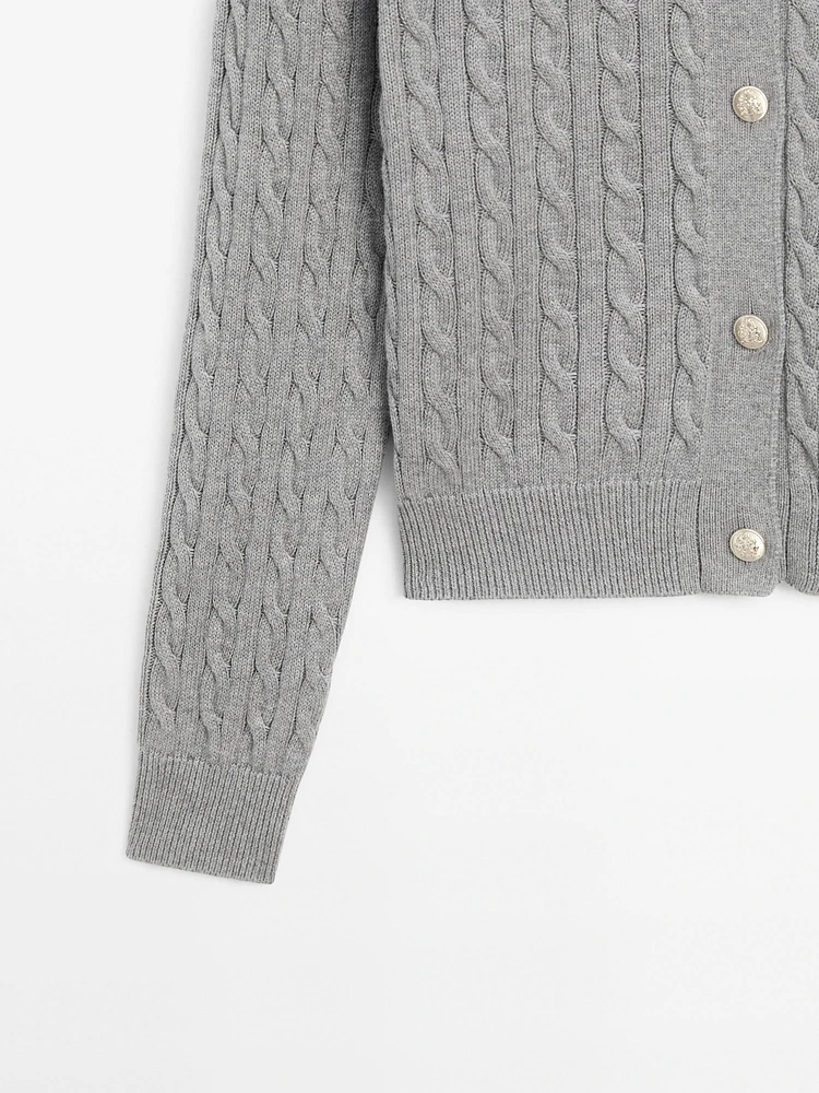 100% cotton cable-knit cardigan