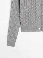 100% cotton cable-knit cardigan