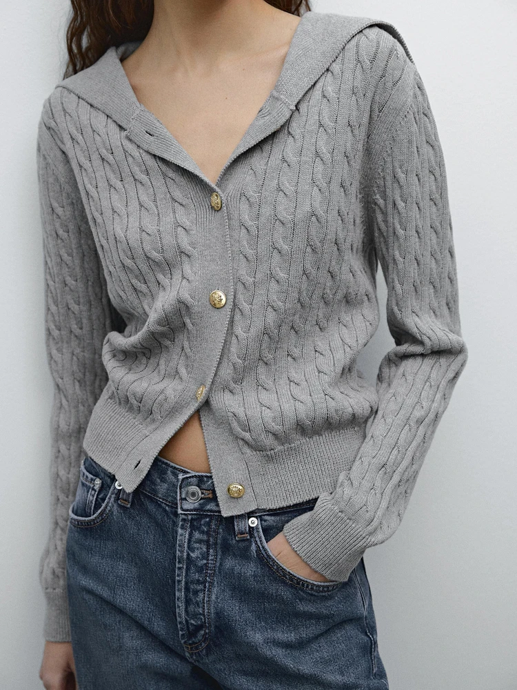 100% cotton cable-knit cardigan