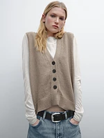 Wool blend knit vest