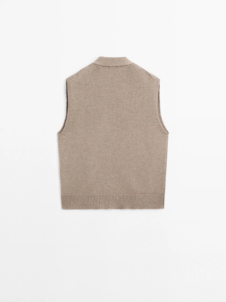 Wool blend knit vest