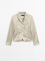 Fitted satin blazer