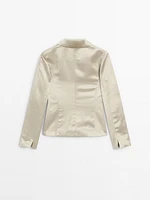 Fitted satin blazer