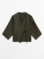 Flowing linen blend kimono