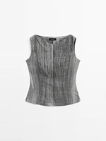 Waistcoat with 100% linen fabric detail