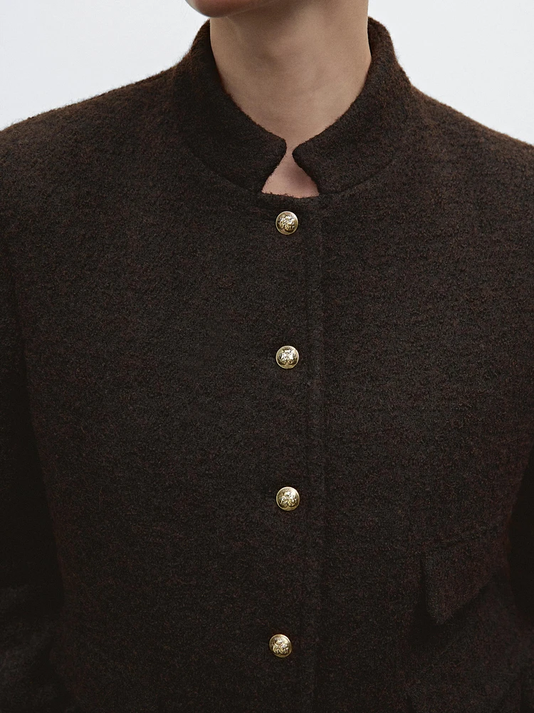 Short jacket with rhinestone buttons