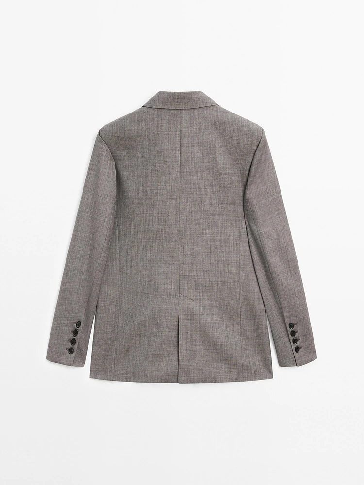 Blazer croisé mélange de laine chiné