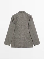 Cotton and linen blend check blazer