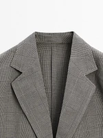 Cotton and linen blend check blazer