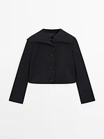 Wool blend sailor collar jacket