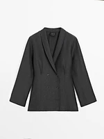 Lightweight double-breasted wool blend blazer