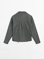 Short collared wool blend overshirt