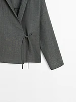 Short collared wool blend overshirt