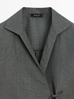 Short collared wool blend overshirt