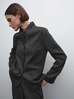 Linen blend pinstripe blazer