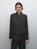 Linen blend pinstripe blazer