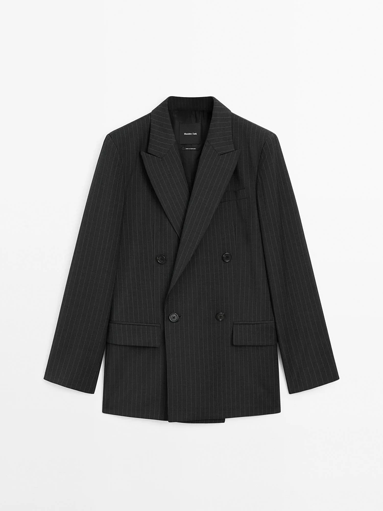 Double-breasted pinstripe blazer