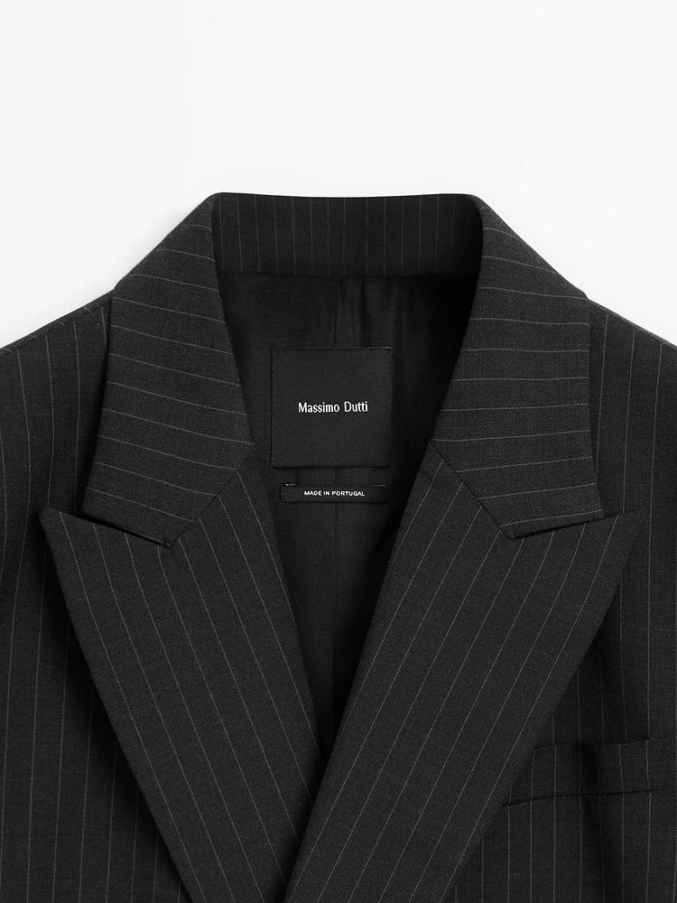 Double-breasted pinstripe blazer