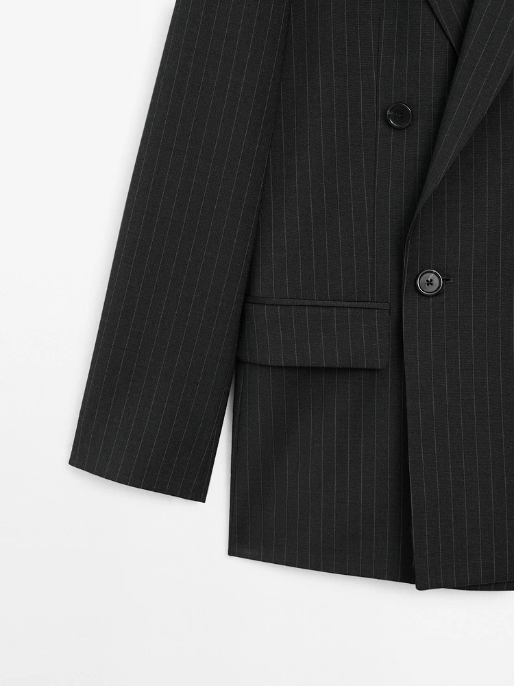 Double-breasted pinstripe blazer