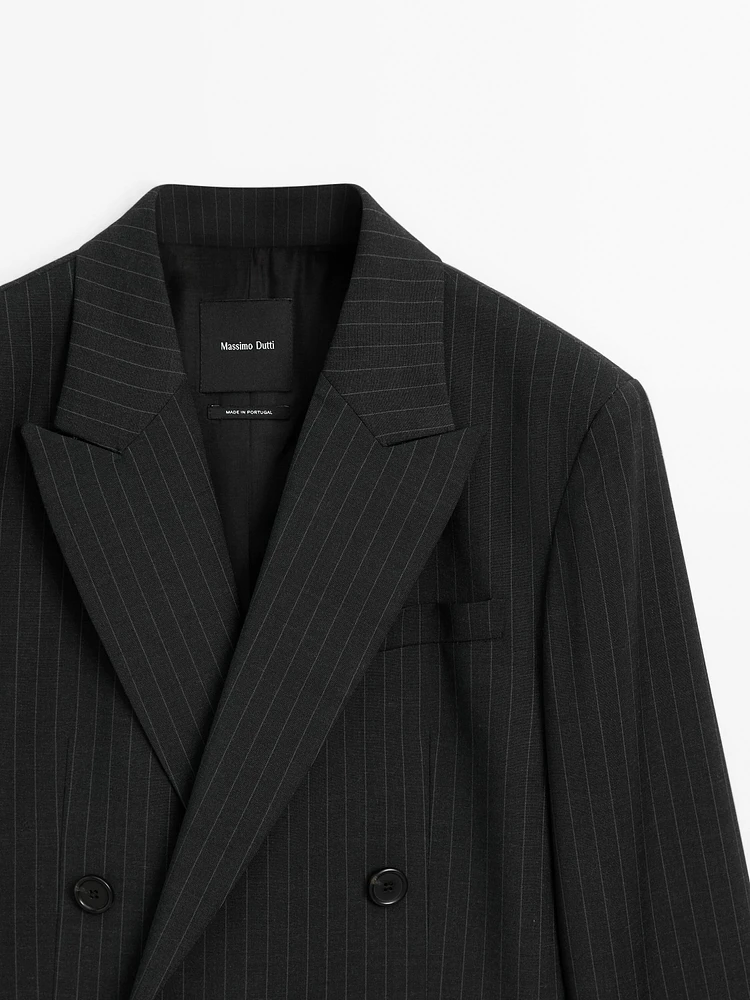 Double-breasted pinstripe blazer