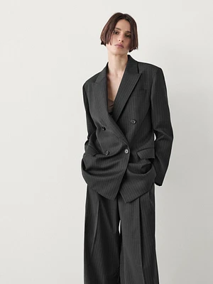 Double-breasted pinstripe blazer