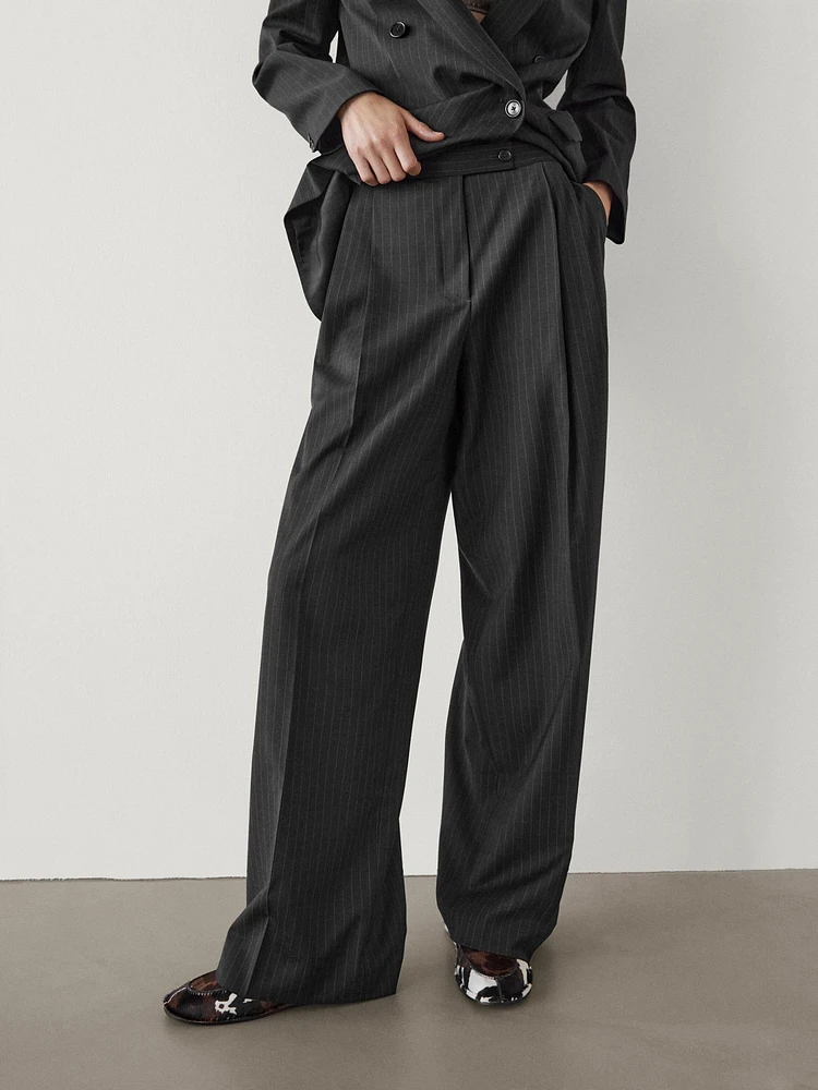 Double-breasted pinstripe blazer