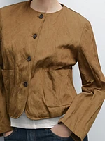 Short jacket with fabric detail