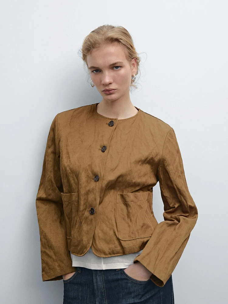 Short jacket with fabric detail