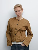 Short jacket with fabric detail