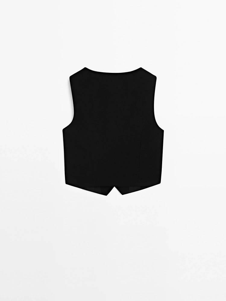 Cropped V-neckline waistcoat