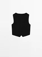 Cropped V-neckline waistcoat