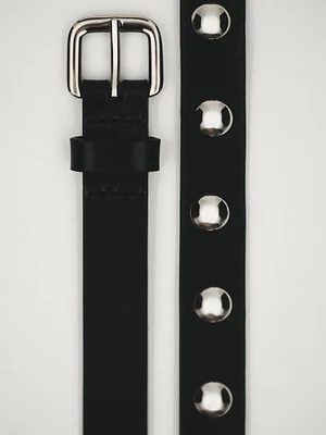 Double wrap studded leather belt