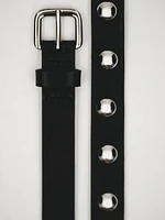 Double wrap studded leather belt