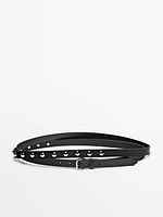 Double wrap studded leather belt