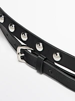 Double wrap studded leather belt