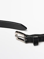 Double wrap studded leather belt