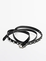 Double wrap studded leather belt