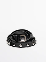 Double wrap studded leather belt