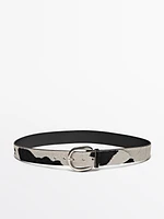 Animal print hair-on leather belt