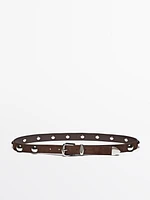 Split suede leather studded belt