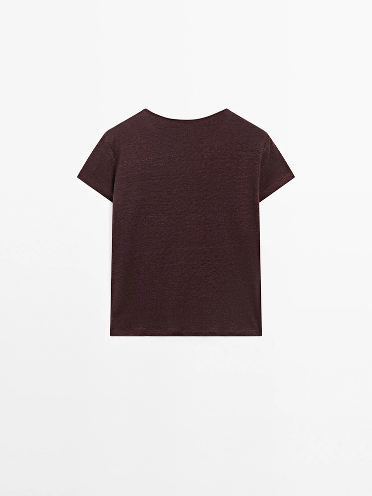 T-shirt 100 % lin à manches courtes