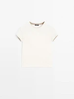 100% cotton contrast ribbed T-shirt