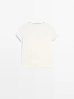 100% cotton contrast ribbed T-shirt