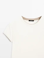 100% cotton contrast ribbed T-shirt