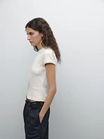 100% cotton contrast ribbed T-shirt